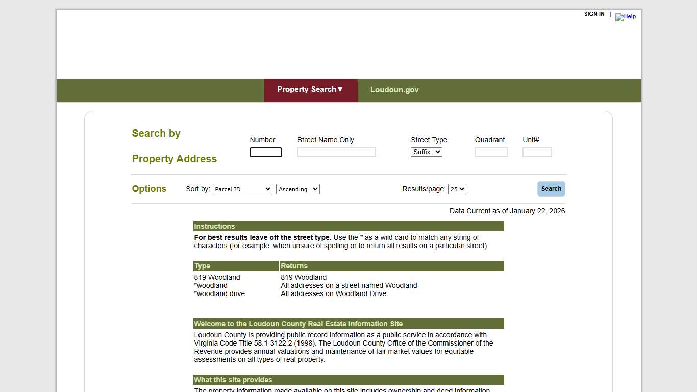 Loudoun County - Property Address Search